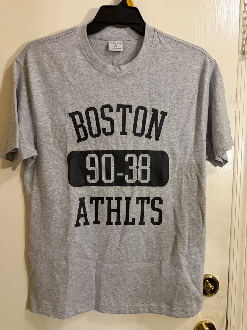 Cotton On Men's Grey Graphic Tee with Black Boston Print (192)